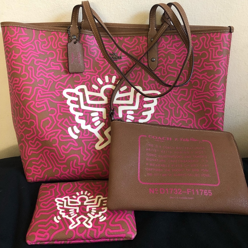 Coach keith haring reversible tote 3 piece set